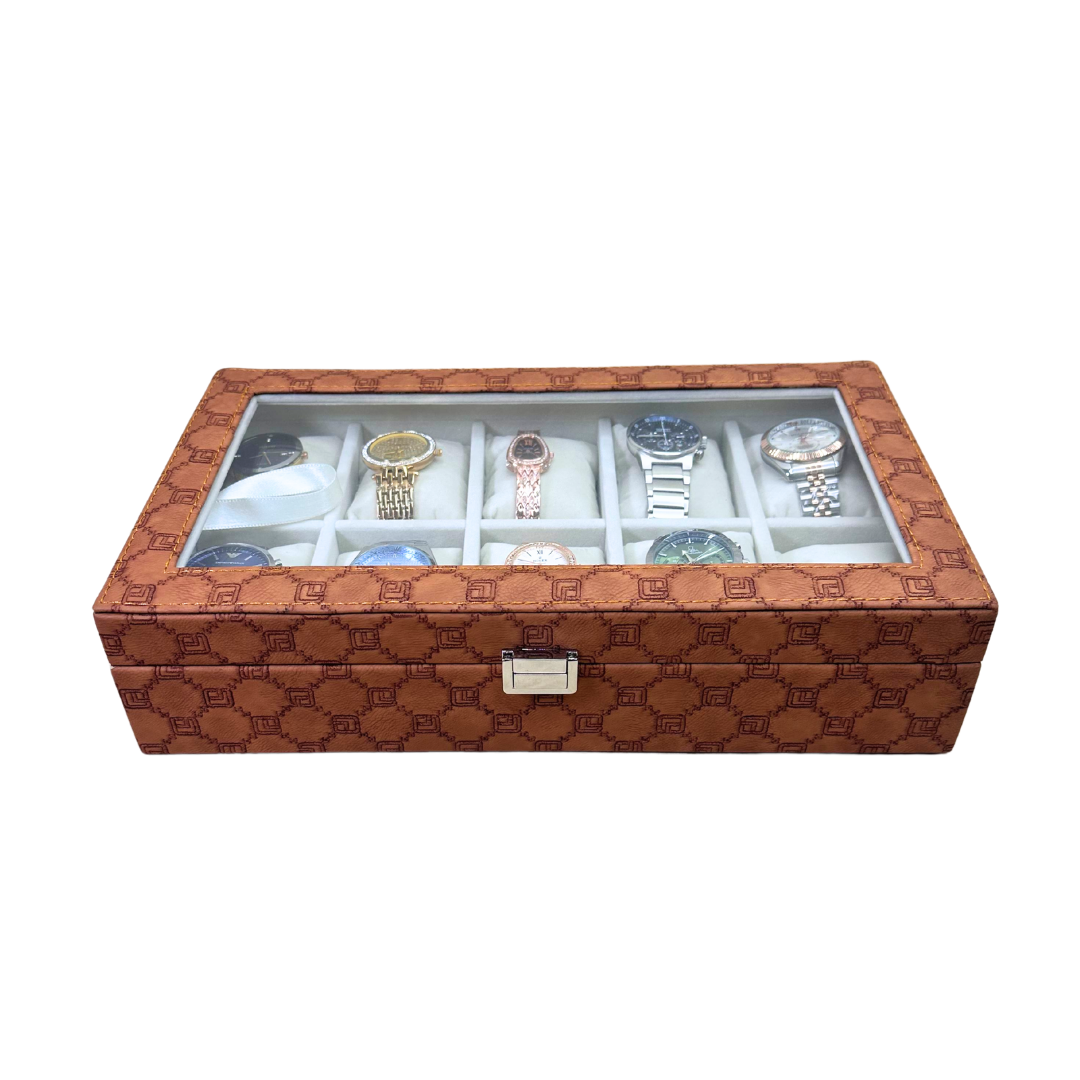 Designer 10 Slot Watch Box With Glass